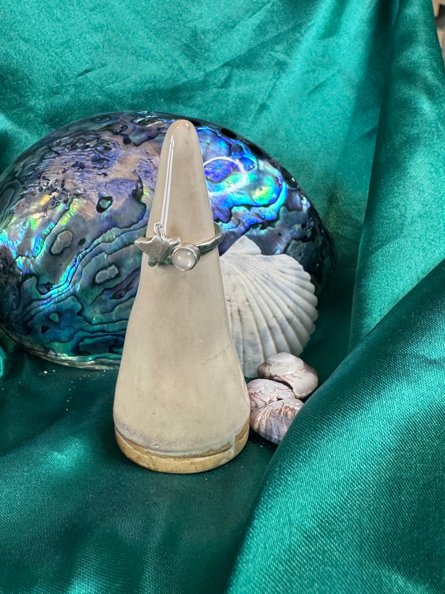 Moonstone and Star Ring - Size