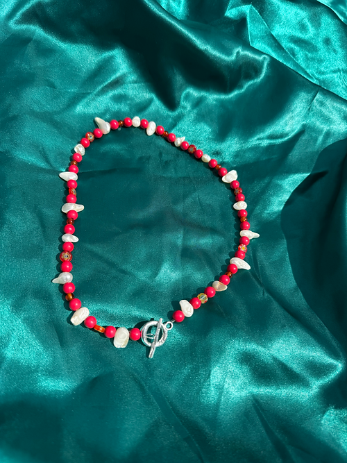 Pearl and Carnelian Toggle Necklace